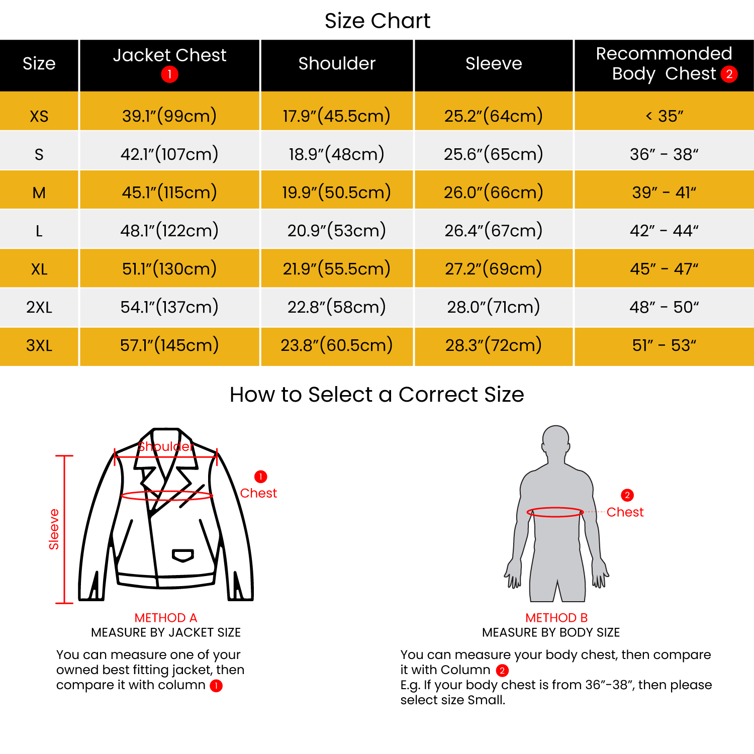 mens size chart