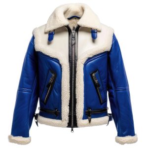 mrvirani2 shearling womens leather jacket royal blue and white front gigapixel standard height 2000px